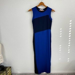 REED Reed Krakoff Marine Blue Combo Midi Dress